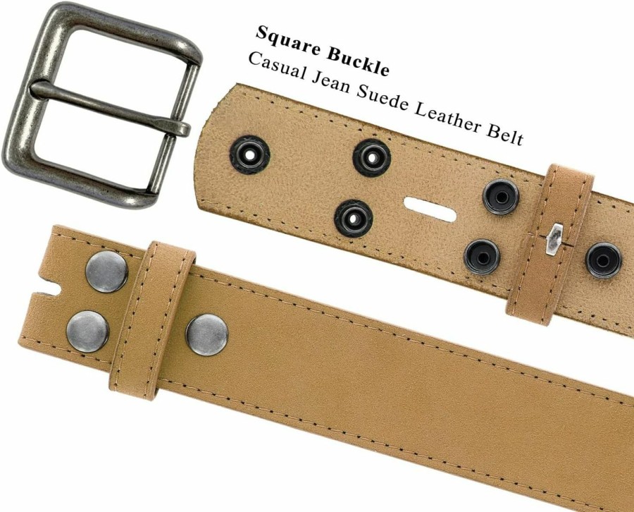 Belts.com Square Buckle Casual Jean Suede Leather Belt 1 1/2" Wide | Belts