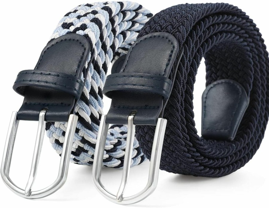 AWAYTR Awaytr Elastic Braided Belt For Women - 2Pcs Uni Stretch Woven Fabric Belt For Jeans | Belts