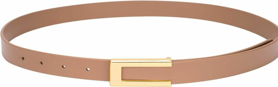 YooAi Womens Leather Belt Skinny Waist Belt For Dresses Jeans Pants With Gold Buckle | Belts