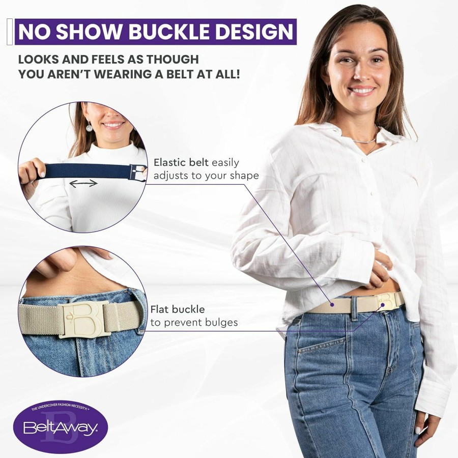 BELTAWAY Easily Adjustable No Show Women Stretch Belt Invisible Elastic Belt With Flat Buckle For Jeans Pants Dresses | Belts