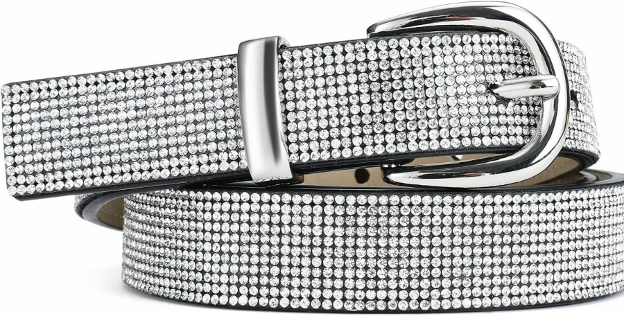 RISANTRY Rhinestone Belt For Women, Sparkly Diamond Belts For Womens Dresses, Ladies Glitter Belts For Jeans | Belts