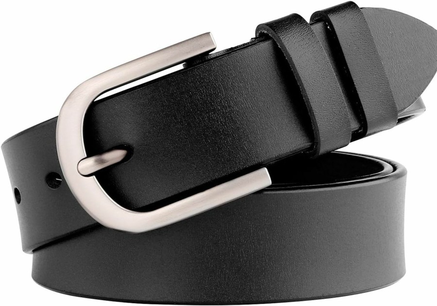 WHIPPY Whippy Women Leather Belt For Jeans Pants Dresses Black Ladies Waist Belt With Pin Buckle | Belts