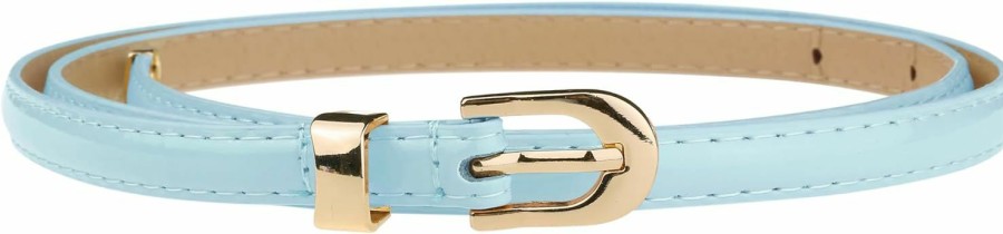 Elerevyo Elerevyo Women Skinny Pu Leather Belt, Thin Waist Belts With Gold Metal Buckle For Dress Jeans | Belts