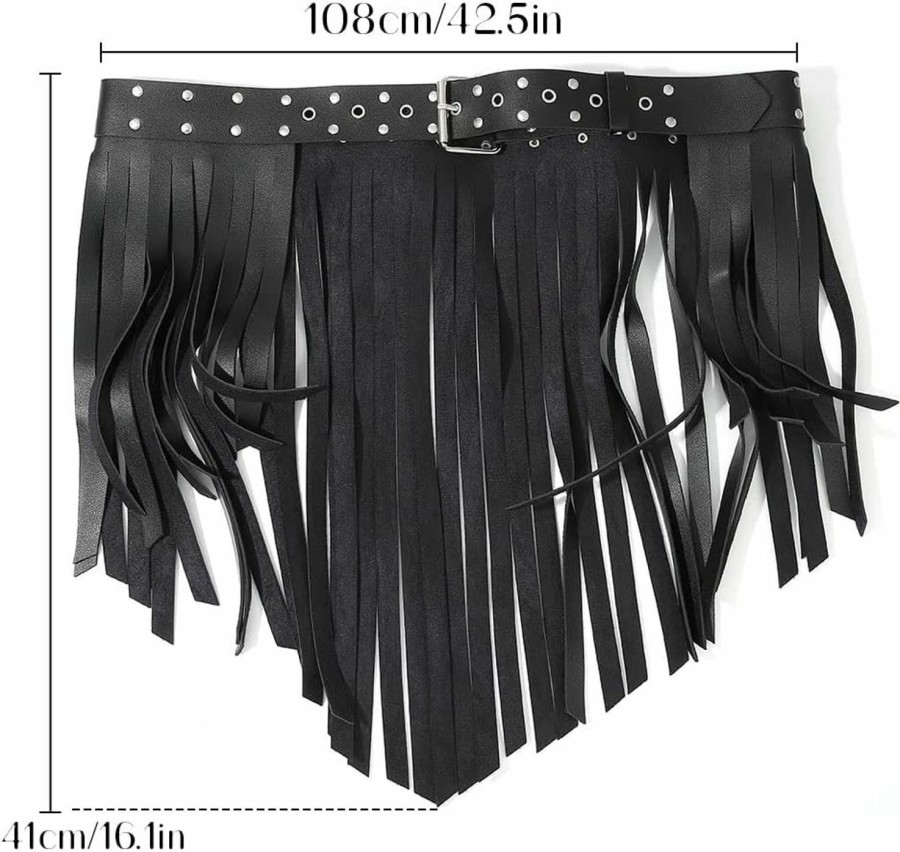 Nicute Nicute Leather Belt Skirt Black Waist Chain Short Tassel Belts Skirts Goth Body Accessories For Women And Girls | Belts