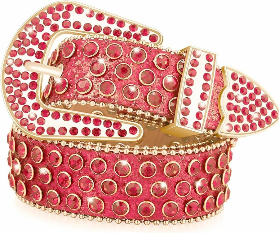 Zaiew Studded Belt Rhinestone Belt For Women Bb Belt Y2K Style Cowgirl Bling Belt Western Belt Festivals Gifts Belt | Belts