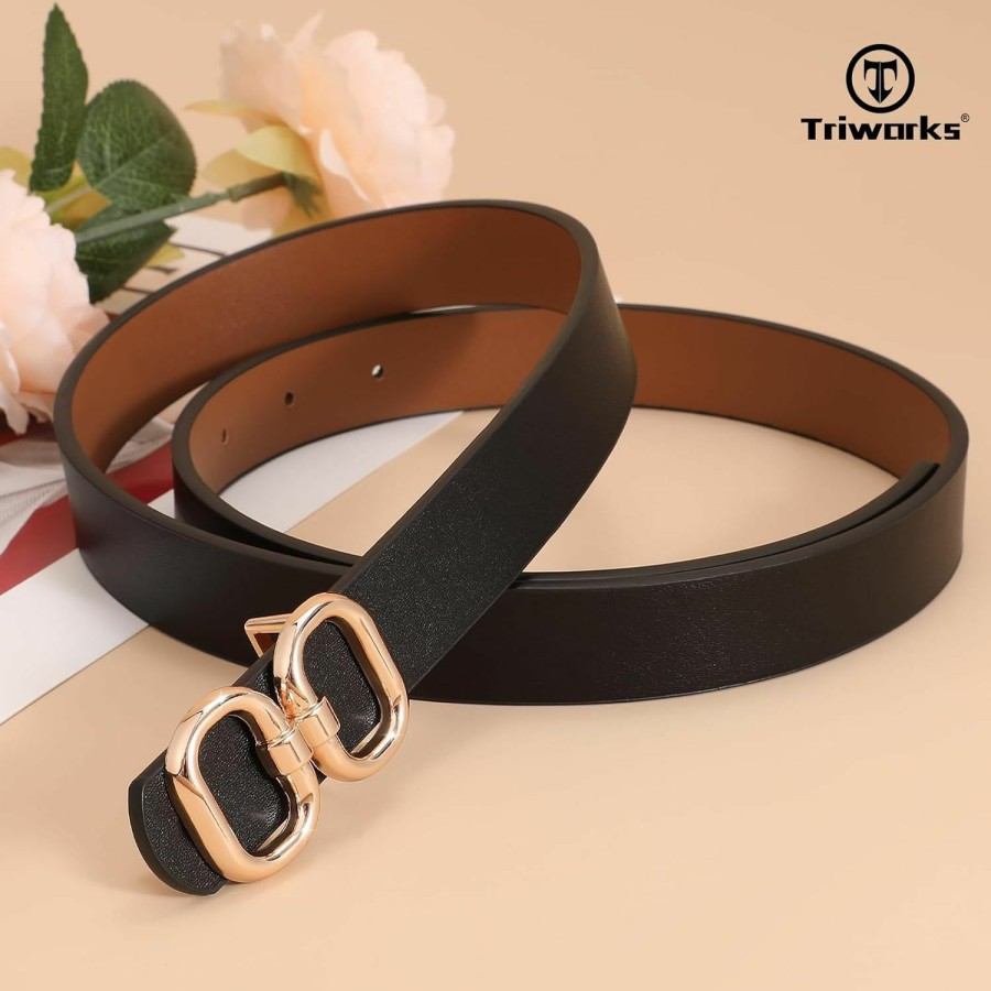 TRIWORKS Reversible Leather Belt For Women With Gold Buckle Ladies Leather Belt For Jeans Pants | Belts