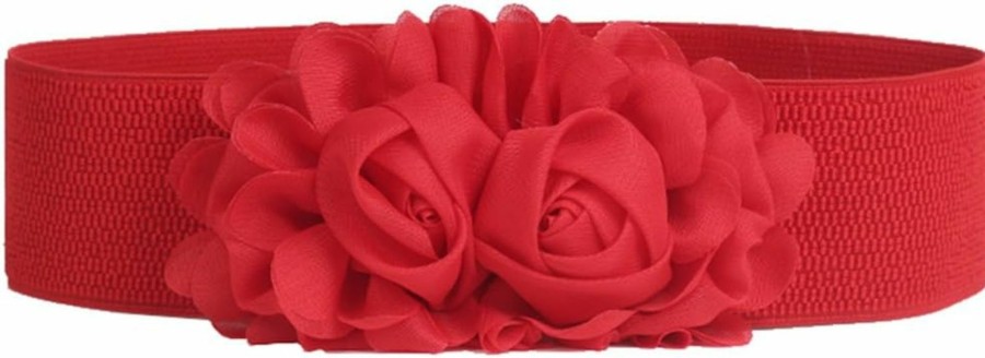 FIEIJ Fieij Women'S Elastic Stretch Wide Rose Double-Flower Waist Belts For Dress | Belts