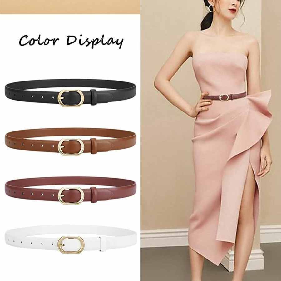 Oyifan Oyifan Belts For Women, Womens Belts For Jeans, Skinny Dress Belts, Solid Gold Buckle Pin Buckle Designer Belt For Pants | Belts