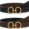 TRIWORKS Women Reversible Leather Belt For Jeans Pants Fashion Ladies Belt With Gold Buckle | Belts