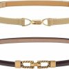 BAOKELAN Baokelan Skinny Leather Belt For Women 2 Pack Thin Waist Belts With Alloy Buckle For Dress | Belts