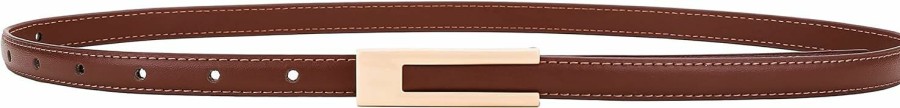 Yuangu Womens Leather Belt Skinny Waist Belt For Dresses With Gold Buckle, Womens Simple Thin Belts For Jeans Pants | Belts