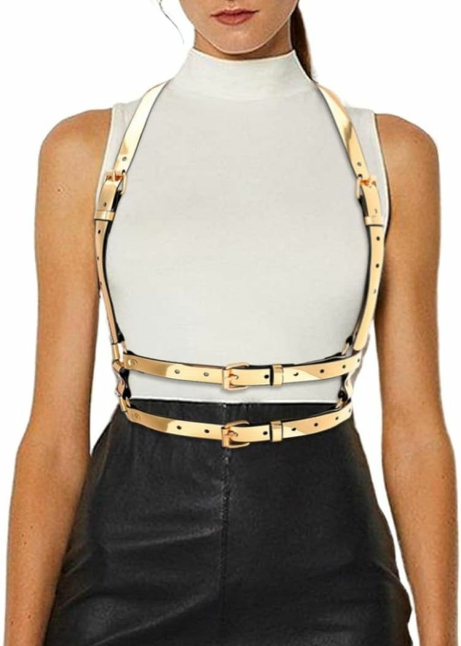 BODIY Bodiy Women High Waisted Harness Belt Mirror Waist Strap Belts Rave Punk Rock Belts | Belts