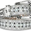 Ratokaler Rhinestone Belts For Women Men White Sliver Diamond Western Bling Sparkly B Belts For Jeans Dress | Belts