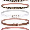 JASGOOD Jasgood Women'S Skinny Pu Leather Belt Solid Color Fashion Thin Waist Belt With Gold Buckle For Jeans Pants 1/2 Width | Belts