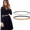 Rgdood Rgdood Double Sided Thin Women Belts For Dresses With Golden Alloy Buckle, 2 Belts 4 Colours, Skinny Belts For Women Fashion | Belts