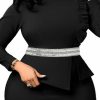 Abien Abien Rhinestone Wasit Belts Black Elastic Belt Sparkle Stretch Waist Belt Plus Size For Women For Dresses | Belts