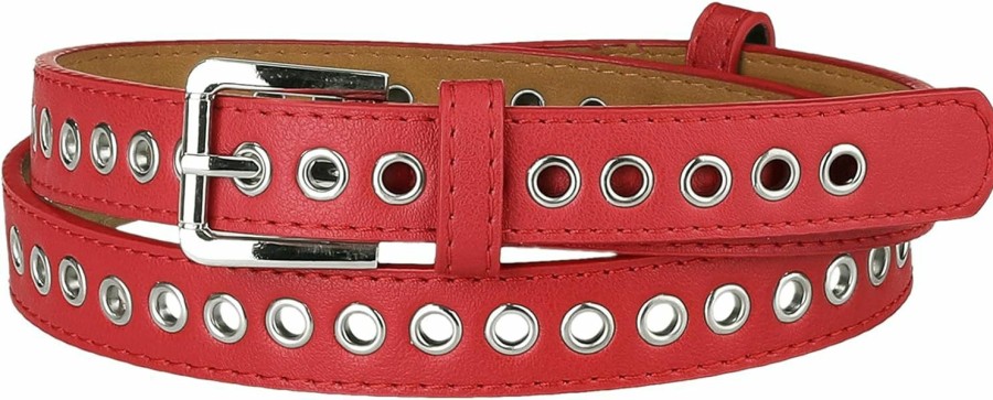 Allegra K Allegra K Women Grommet Belt Pu Leather Metal Buckle Skinny Waist Hollow Belts | Belts