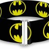 Buckle-Down Dc Comics Belt, Cinch Belt Bat Signal Black Yellow, 3.0 Inch Wide, Adjustable | Belts