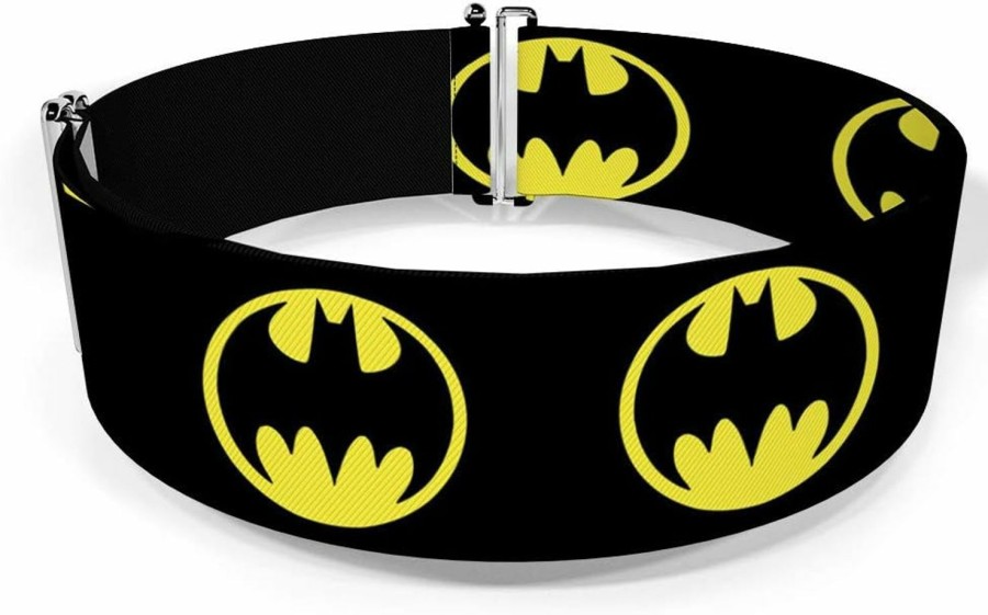 Buckle-Down Dc Comics Belt, Cinch Belt Bat Signal Black Yellow, 3.0 Inch Wide, Adjustable | Belts