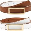 AWAYTR Awaytr Women Reversible Leather Belt - Two-In-One Women Fashion Skinny Belt For Jeans With Golden Buckle | Belts