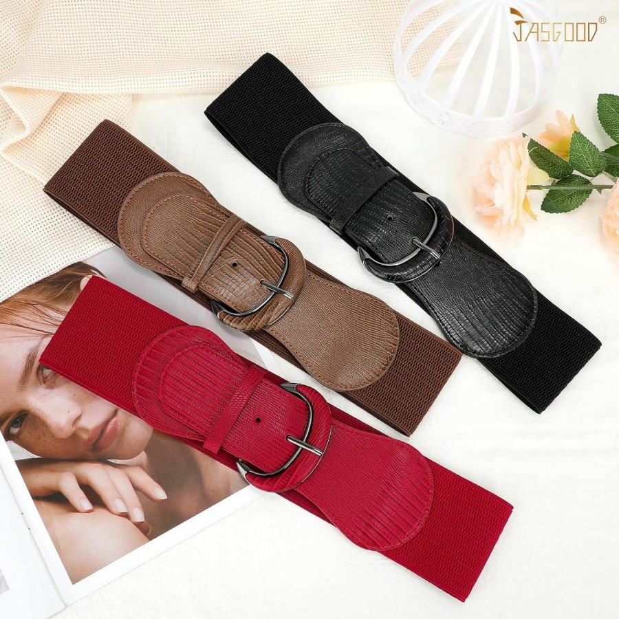 JASGOOD Jasgood Women Stretchy Wide Waist Belt For Dress Ladies Elastic Belt Hook Buckle | Belts