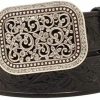 ARIAT Ariat Black Tooled Belt With Rhinestone Buckle | Belts