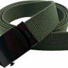 WAUNEE Waunee Canvas Web Belt Military Belt Golf Belt Standard Duty Belt With Black Buckle And Tip 50\" Long Black Buckle | Belts