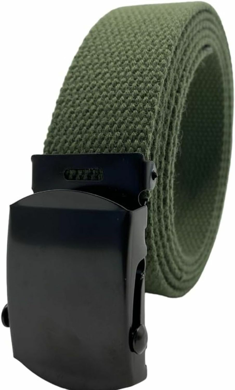 WAUNEE Waunee Canvas Web Belt Military Belt Golf Belt Standard Duty Belt With Black Buckle And Tip 50\" Long Black Buckle | Belts