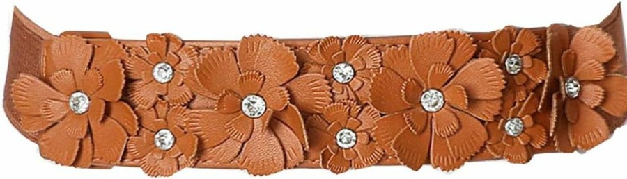 Worry-Free Women'S Full-Pave Rose Flower With Diamond Elastic Stretch Wide Elegant Sweet Waist Belts For Dresses | Belts