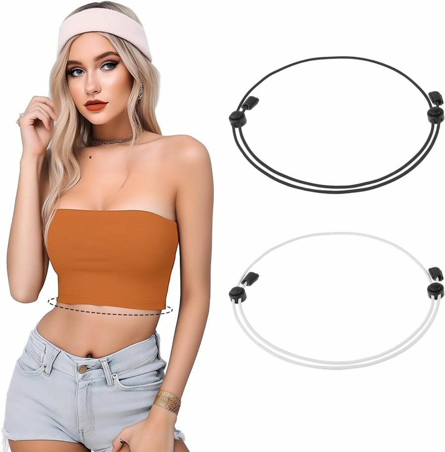 Abeillo Abeillo 2Pcs Crop Adjustable Band, Crop Tucking Band For Shirts, Crop Band For Tucking Shirt, Elastic Crop Band Adjustment For Women/Men (30-36)(2Pcs-Black+White) | Belts