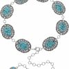 Generic Western Women'S Turquoise Concho Chain Belt, Metal Antique Silver Waist Chain Belt For Ladies | Belts