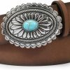 TRIWORKS Women'S Western Leather Belt Vintage Medieval Turquoise Buckle Belt Ladies Cowgirl Concho Leather Belt | Belts