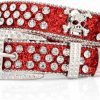 macoking Rhinestone Belts For Women Men, Bling Skull Belt Western Studded Leather Belt | Belts