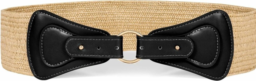 WHIPPY Whippy Women Straw Woven Stretch Belt Fashion Boho Elastic Waist Belt Skinny Ladies Dress Belt | Belts