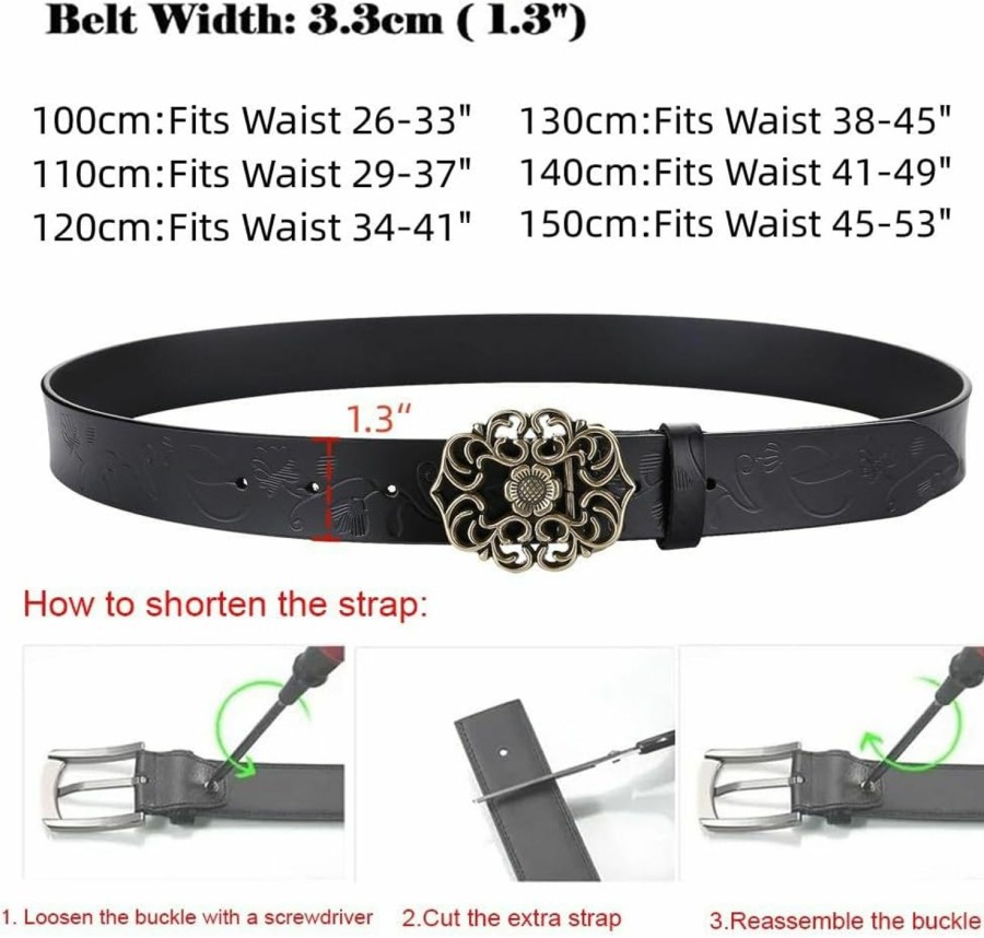 IWFTC Women'S Leather Belt For Dress Jeans Belt Vintage Genuine Leather Wide Waist Belts For Women | Belts