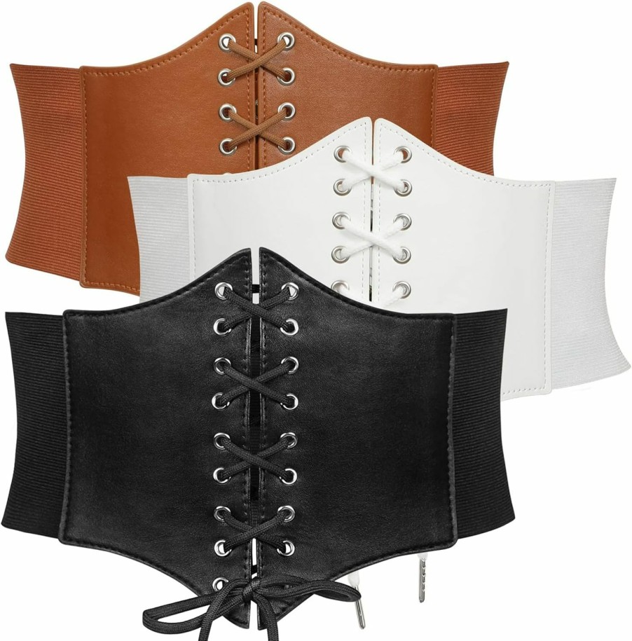 JASGOOD Jasgood Women'S Elastic Costume Waist Belt Lace-Up Tied Waspie Corset Belts For Women | Belts