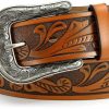 CHAOREN CR Cr Western Belts For Women - 1.5" Leather Cowgirl Belt For Jeans Pant - Country Belts For Women With Big Vintage Buckle | Belts