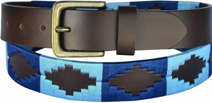 RESISTANCE Polo Belt For Men | Hand Stitched Leather Belt With Colorful Embroidery | Gaucho Style Belt 1.5" Wide | Belts