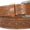 FGSS Western-Leather-Belts For Women Turquoise-Oval-Buckle Embossed Cowgirl Belt For Jeans Pants Fit For 31-38\" | Belts