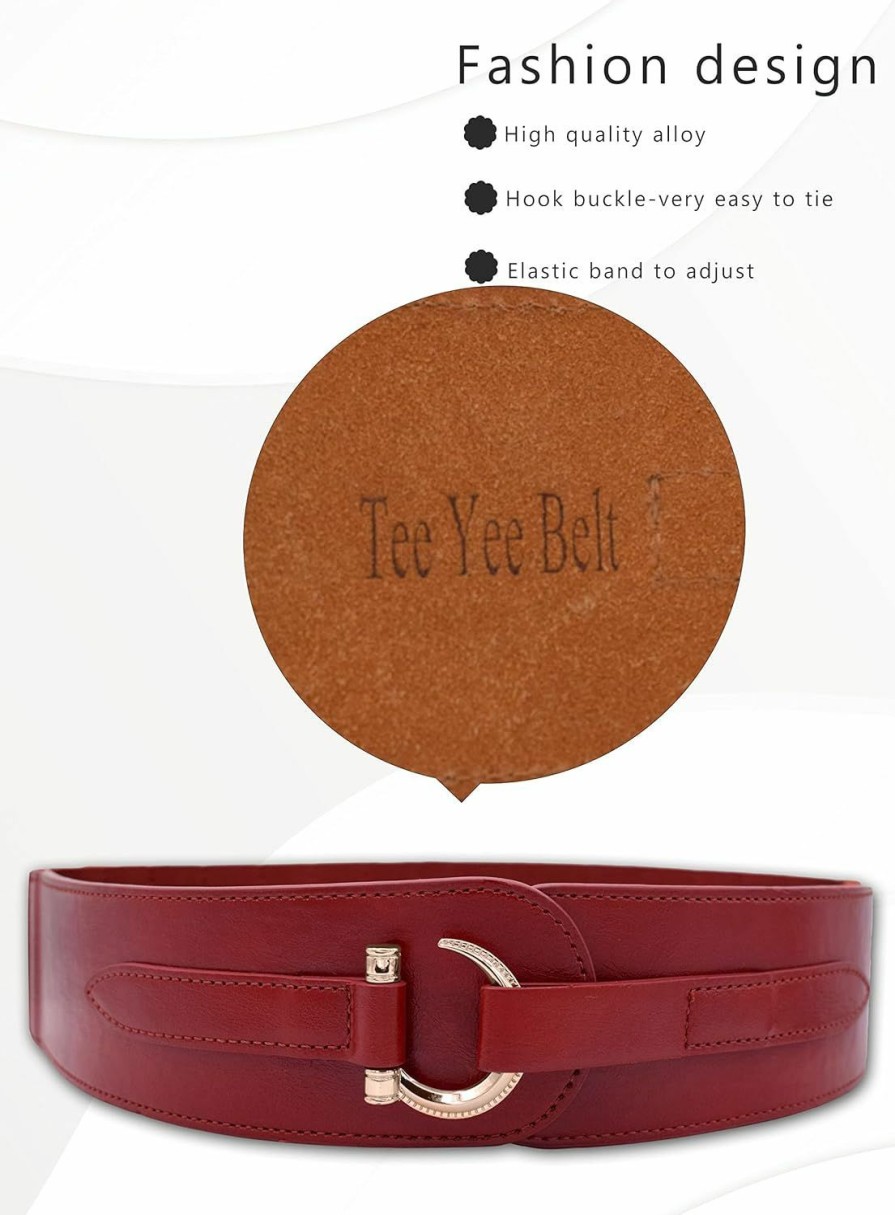 TeeYee Teeyee Women Girl Leather Waist Belt Fashion Hook Design Buckle Wide Chic Elastic Stretched Waist Band | Belts