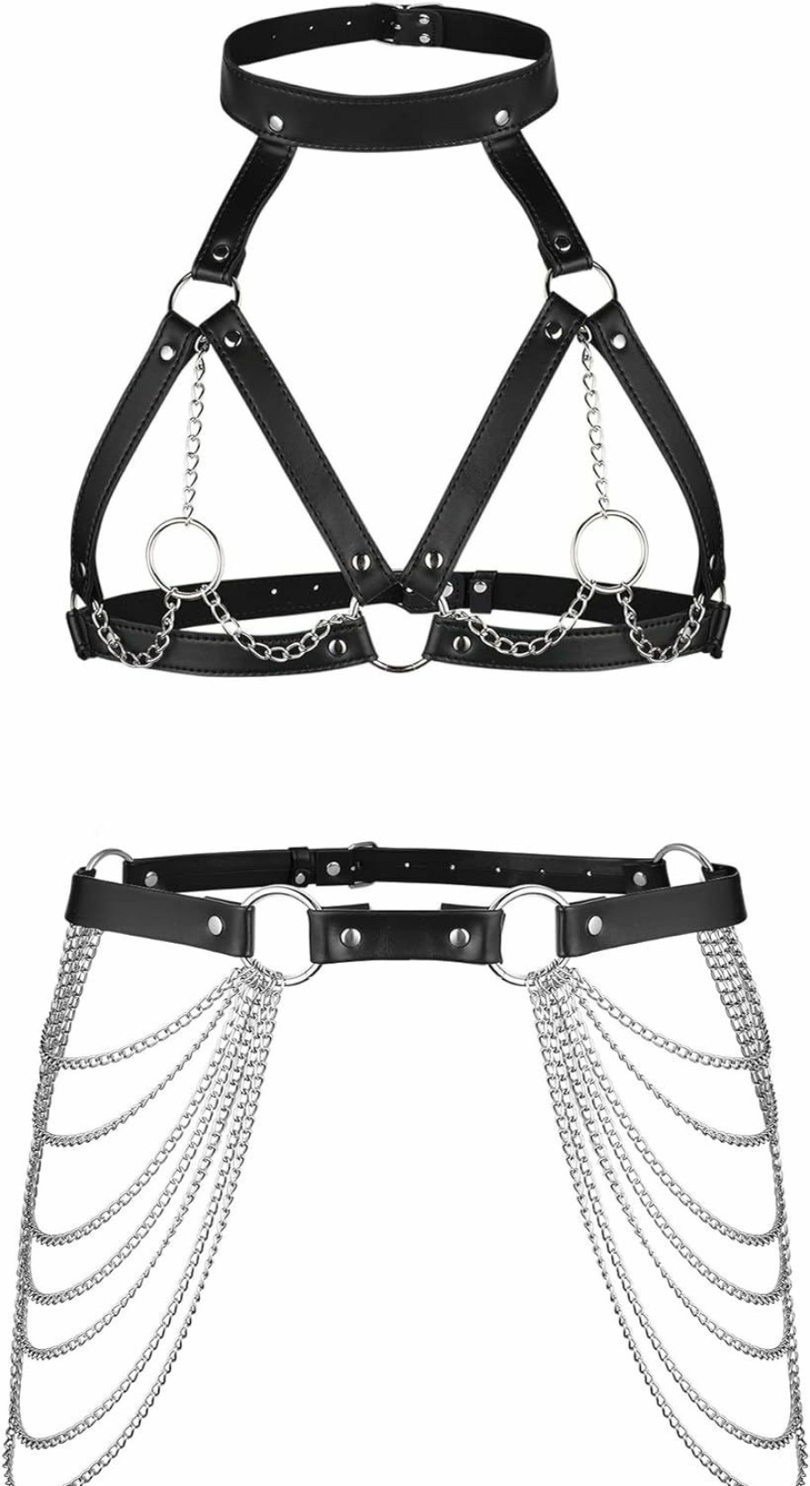 TOPACC Topacc Punk Waist Chain Belt Goth Body Harness For Women Leather Garter Gothic Belts Emo Rave Outfit Cosplay | Belts