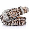 Vivilly Vivilly Leopard Rhinestone Belt For Women Western Cowgirl Bling Crystal Studded Leather Belt For Jeans Pants | Belts