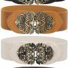 LEACOOLKEY Leacoolkey 2/3/4 Pack Women Vintage Wide Waist Belt For Dress, Elastic Cinch Belt With Retro Interlocking Buckle | Belts