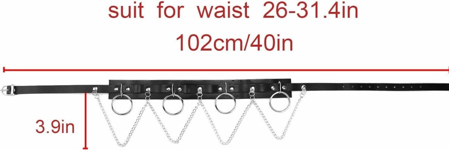 Ayliss Ayliss Women Punk Waist Belt Metal Chain Fashion Dress Belt Pu Leather Gothic Waistband Adjustable Rock Jeans Belts | Belts