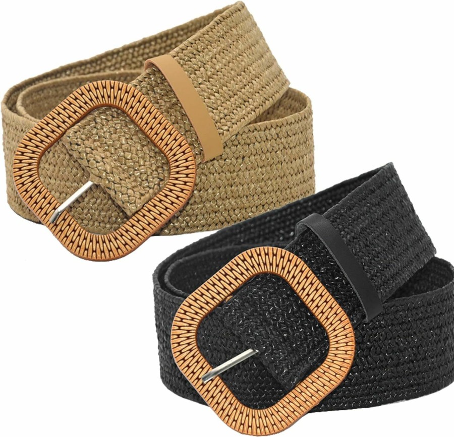 Vikodah Vikodah Womens Elastic Straw Rattan Waist Band Fashion Straw Woven Boho Ladies Braided Belt For Dress | Belts