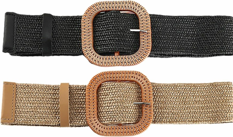 Vikodah Vikodah Womens Elastic Straw Rattan Waist Band Fashion Straw Woven Boho Ladies Braided Belt For Dress | Belts