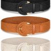 Suhine Suhine 3 Pcs Women Braided Rattan Belt Woven Wide Waist Belt Adjustable With Half Circle Buckle For Summer Dress Jeans Pants | Belts