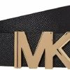 Michael Kors Michael Kors Saffiano Leather Reversible Mk Logo Plaque Buckle Belt | Belts