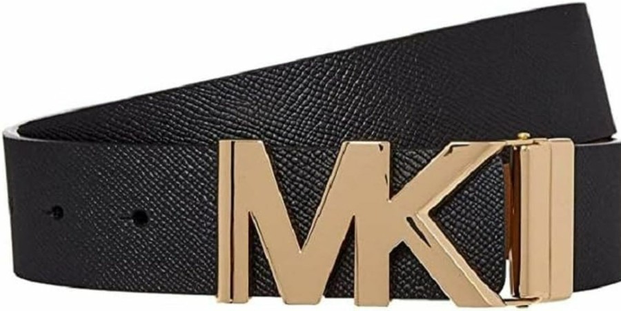 Michael Kors Michael Kors Saffiano Leather Reversible Mk Logo Plaque Buckle Belt | Belts