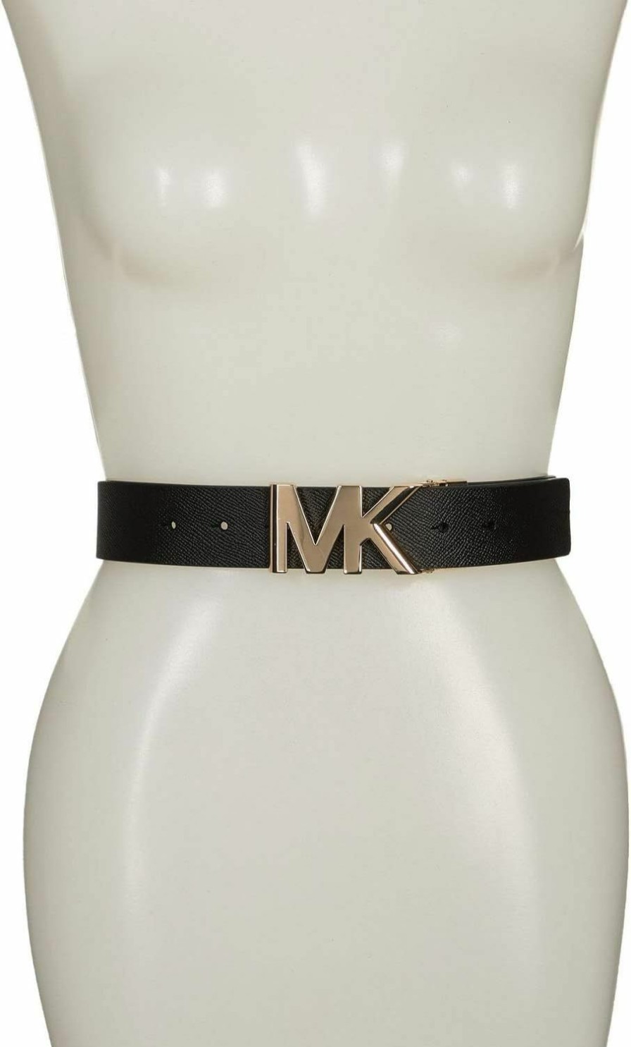 Michael Kors Michael Kors Saffiano Leather Reversible Mk Logo Plaque Buckle Belt | Belts